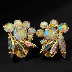 ✨Stunning Aurora Borealis Rhinestone Clip On Earrings